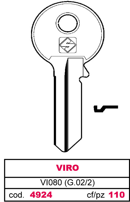Silca CHIAVE ASC VI080 (G.VAC 2) VIRO 100.00 pz