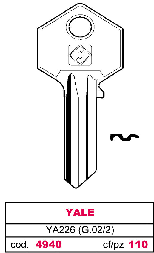 Silca CHIAVE ASC YA226 (G.VAC 2) YALE 20.00 pz