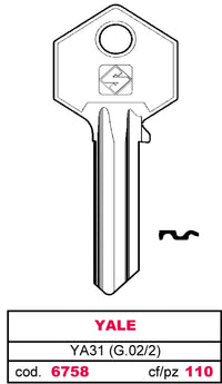 Silca CHIAVE ASC YA31 (G.VAC 2) YALE 100.00 pz