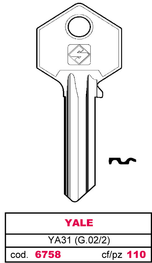 Silca CHIAVE ASC YA31 (G.VAC 2) YALE 100.00 pz
