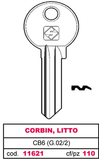 Silca CHIAVE OTTONE CB6 (G.VAC 2) CORBIN, LITTO 50.00 pz