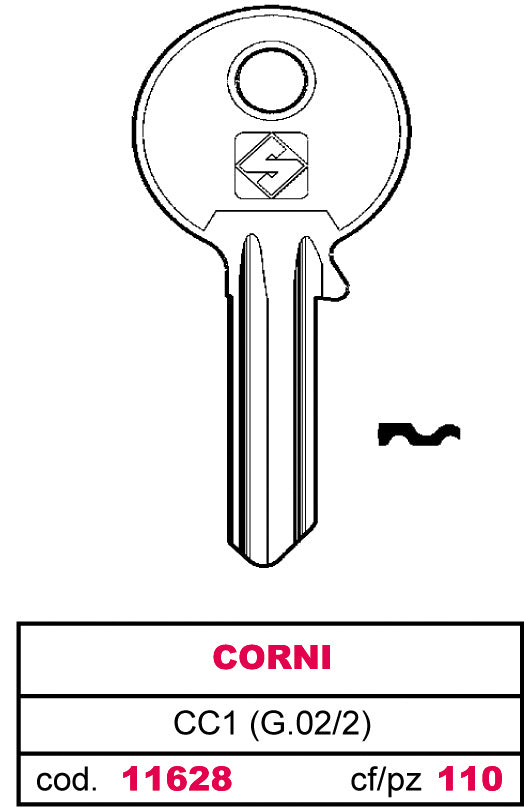 Silca CHIAVE OTTONE CC1 (G.VAC 2) CORNI 20.00 pz