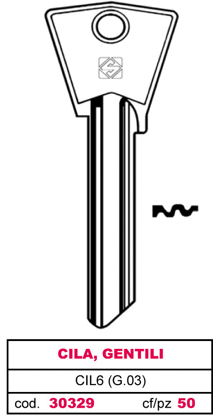Silca CHIAVE OTTONE CIL6 (G.VAD 0) CILA, GENTILI 10.00 pz