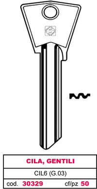 Silca CHIAVE OTTONE CIL6 (G.VAD 0) CILA, GENTILI 10.00 pz
