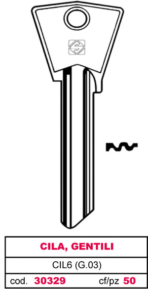 Silca CHIAVE OTTONE CIL6 (G.VAD 0) CILA, GENTILI 10.00 pz