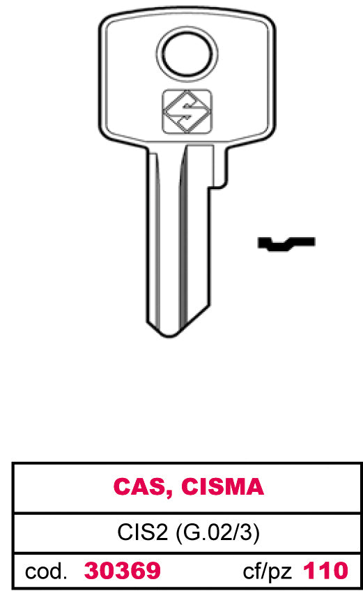 Silca CHIAVE OTTONE CIS2 (G.VAC 3) CAS, CISMA 20.00 pz