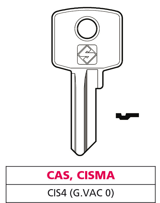 Silca CHIAVE OTTONE CIS4 (G. VAC 0) CAS-CISMA 20.00 pz