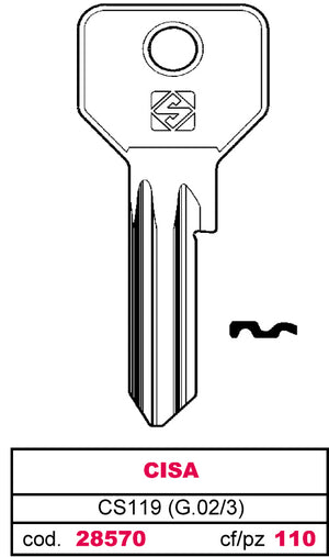 Silca CHIAVE OTTONE CS119 (G.VAC 3) CISA 10.00 pz