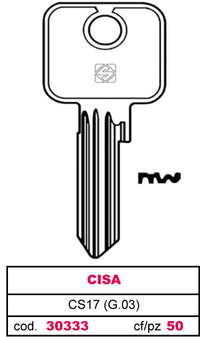 Silca CHIAVE OTTONE CS17 (G.VAD 0) CISA 10.00 pz