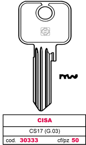Silca CHIAVE OTTONE CS17 (G.VAD 0) CISA 10.00 pz