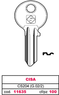 Silca CHIAVE OTTONE CS204 (G.VAC 2) CISA 20.00 pz
