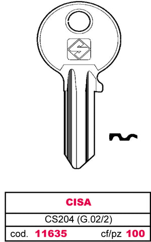 Silca CHIAVE OTTONE CS204 (G.VAC 2) CISA 20.00 pz