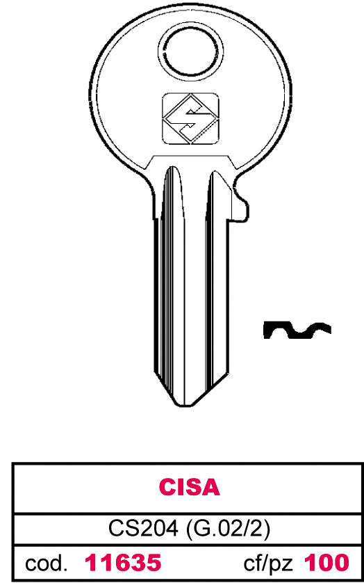 Silca CHIAVE OTTONE CS204 (G.VAC 2) CISA 20.00 pz