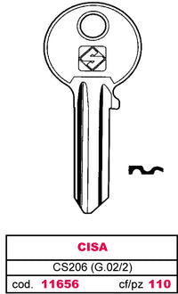 Silca CHIAVE OTTONE CS206 (G.VAC 2) CISA 100.00 pz