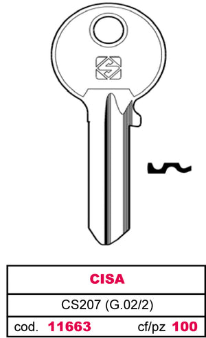 Silca CHIAVE OTTONE CS207 (G.VAC 2) CISA 20.00 pz
