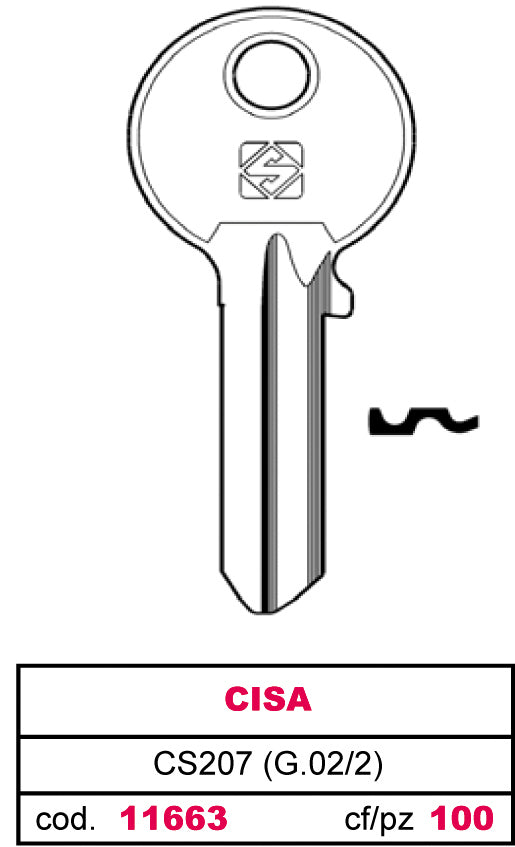 Silca CHIAVE OTTONE CS207 (G.VAC 2) CISA 20.00 pz