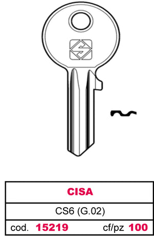 Silca CHIAVE OTTONE CS6 (G.VAC 0) CISA 20.00 pz