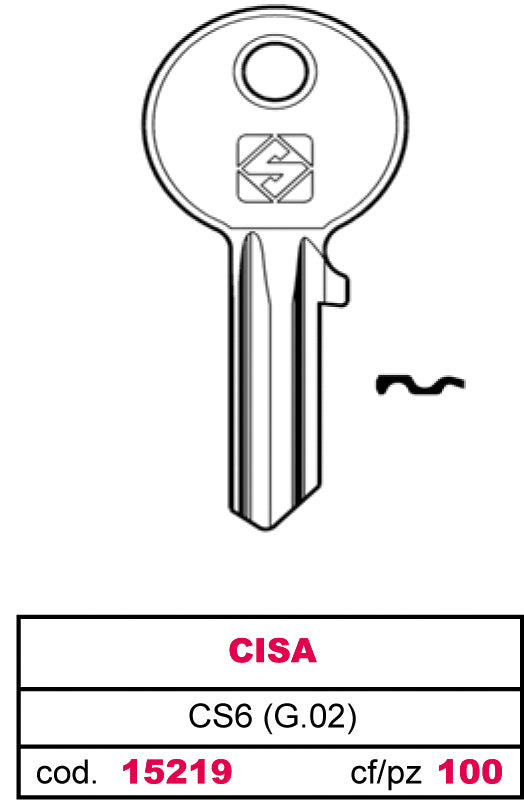 Silca CHIAVE OTTONE CS6 (G.VAC 0) CISA 20.00 pz