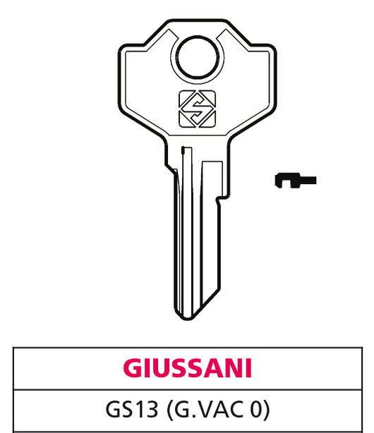 Silca CHIAVE OTTONE GS13 (G. VAC 0) GIUSSANI 20.00 pz