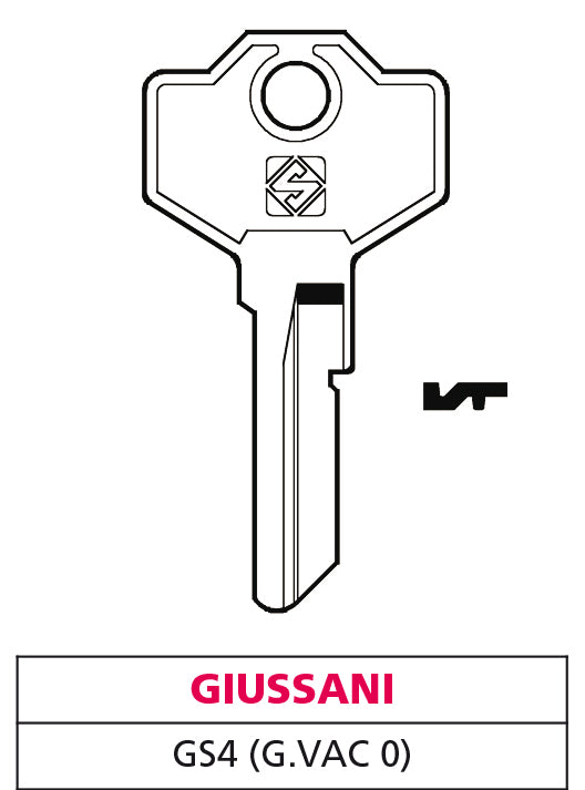 Silca CHIAVE OTTONE GS4 (G. VAC 0) GIUSSANI 20.00 pz