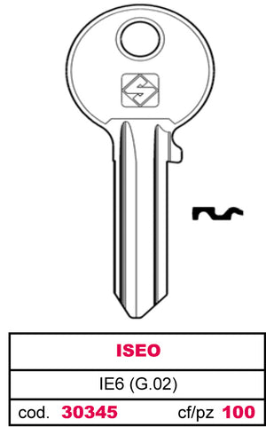 Silca CHIAVE OTTONE IE6 (G.VAC 3) ISEO 100.00 pz