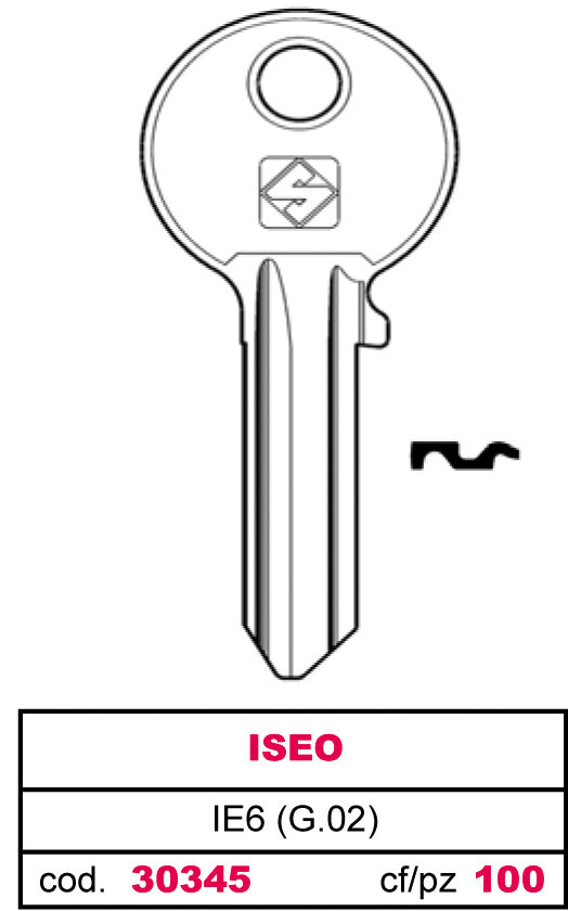 Silca CHIAVE OTTONE IE6 (G.VAC 3) ISEO 100.00 pz