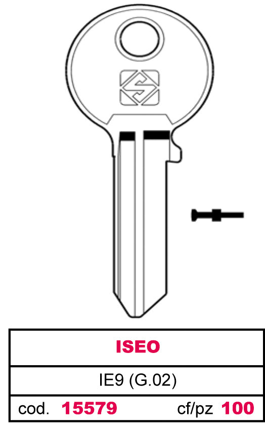 Silca CHIAVE OTTONE IE9 (G.VAC 0) ISEO 20.00 pz
