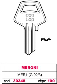 Silca CHIAVE OTTONE MER1 (G.VAC 3) MERONI 100.00 pz