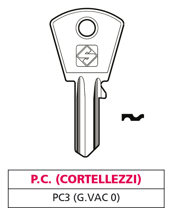 Silca CHIAVE OTTONE PC3 (G. VAC 0) P.C. (CORTELLEZZI) 20.00 pz