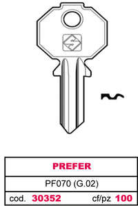 Silca CHIAVE OTTONE PF070 (G.VAC 0) PREFER 20.00 pz