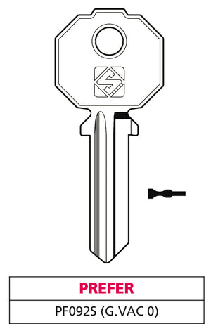 Silca CHIAVE OTTONE PF092S (G. VAC 0) PREFER 20.00 pz