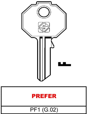 Silca CHIAVE OTTONE PF1 (G.VAC 0) PREFER 20.00 pz