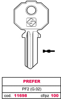 Silca CHIAVE OTTONE PF2 (G.VAC 0) PREFER 20.00 pz