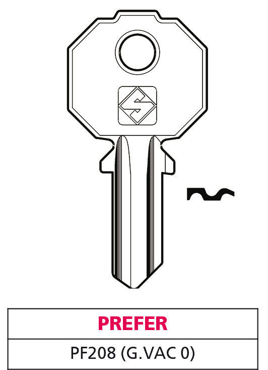 Silca CHIAVE OTTONE PF208 (G. VAC 0) PREFER 20.00 pz