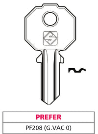 Silca CHIAVE OTTONE PF208 (G. VAC 0) PREFER 20.00 pz