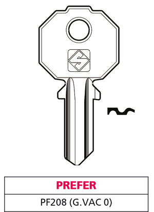 Silca CHIAVE OTTONE PF208 (G. VAC 0) PREFER 20.00 pz