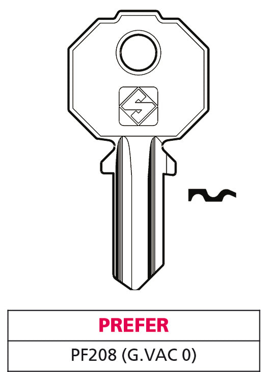 Silca CHIAVE OTTONE PF208 (G. VAC 0) PREFER 20.00 pz