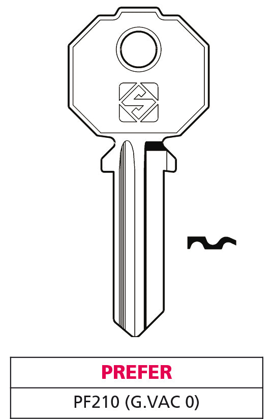 Silca CHIAVE OTTONE PF210 (G. VAC 0) PREFER 20.00 pz