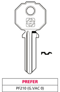 Silca CHIAVE OTTONE PF210 (G. VAC 0) PREFER 20.00 pz