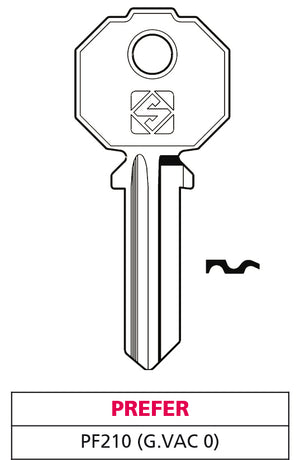 Silca CHIAVE OTTONE PF210 (G. VAC 0) PREFER 20.00 pz