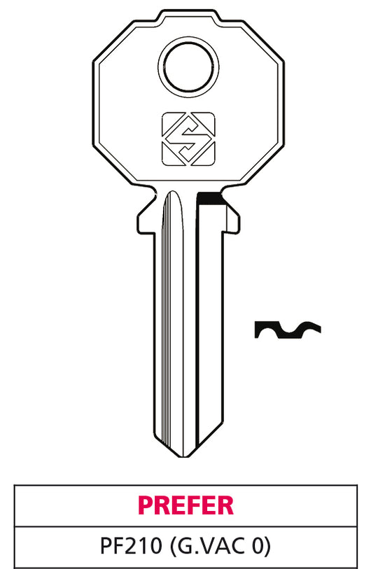 Silca CHIAVE OTTONE PF210 (G. VAC 0) PREFER 20.00 pz