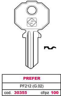Silca CHIAVE OTTONE PF212 (G.VAC 0) PREFER 20.00 pz