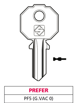 Silca CHIAVE OTTONE PF5 (G. VAC 0) PREFER 20.00 pz