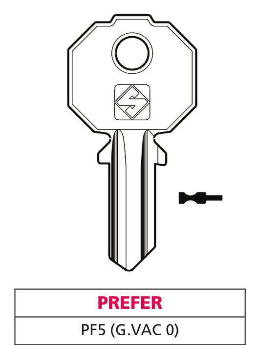 Silca CHIAVE OTTONE PF5 (G. VAC 0) PREFER 20.00 pz
