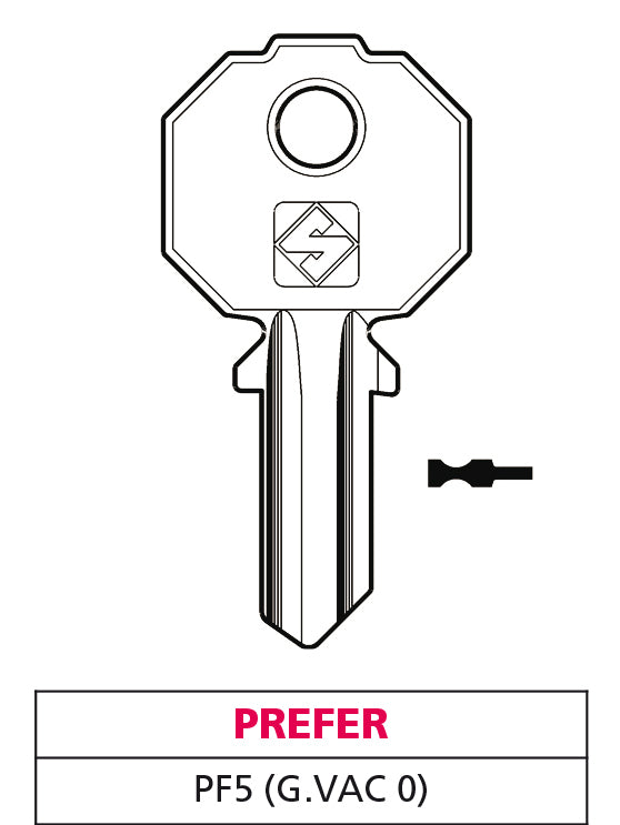 Silca CHIAVE OTTONE PF5 (G. VAC 0) PREFER 20.00 pz