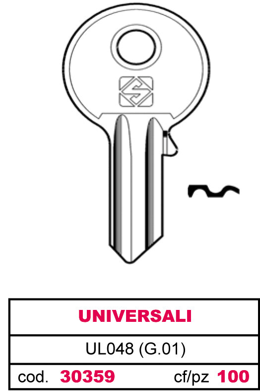 Silca CHIAVE OTTONE UL048 (G.VAB 0) UNIVERSALE 20.00 pz