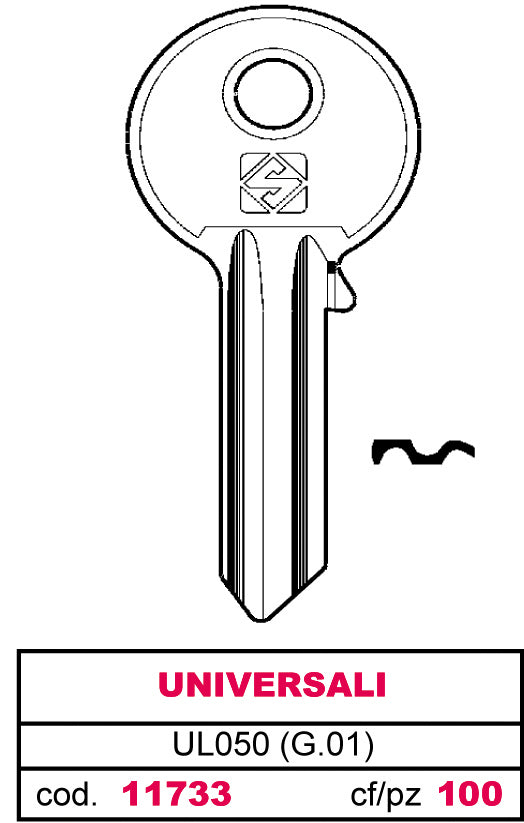 Silca CHIAVE OTTONE UL050 (G.VAB 0) UNIVERSALE 100.00 pz