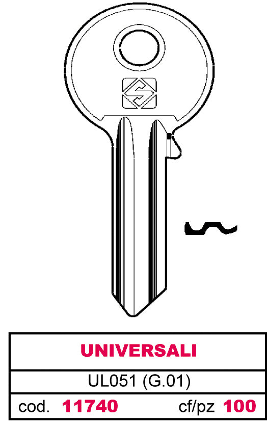 Silca CHIAVE OTTONE UL051 (G.VAB 0) UNIVERSALE 100.00 pz