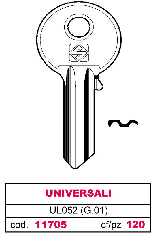 Silca CHIAVE OTTONE UL052 (G.VAB 0) UNIVERSALE 100.00 pz