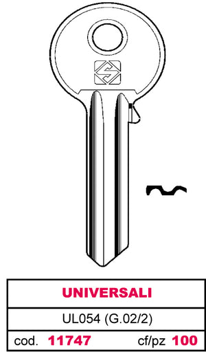 Silca CHIAVE OTTONE UL054 (G.VAC 2) UNIVERSALE 100.00 pz